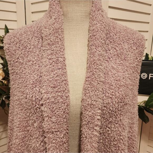 BAREFOOT DREAMS NEW FUZZY ROSE BALLET PINK POCKETS WITH FRINGE ONE SIZE WRAP - Picture 7 of 8